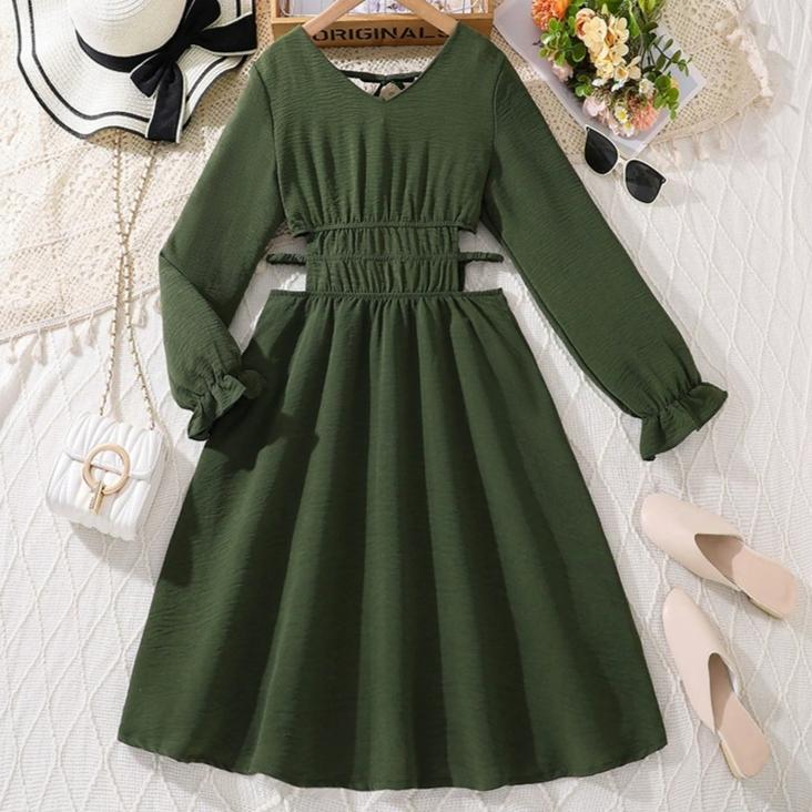 Girl Long Sleeves Dress Children Kid Casual Princess Dresses Clothes
