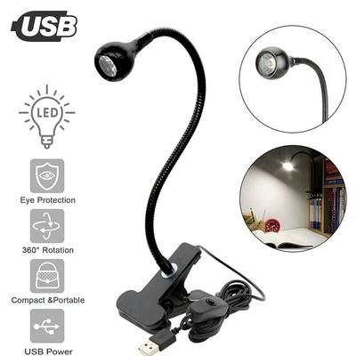 USB Flexible Schreibtischlampe mit Klemmenhalter LED Lese-Buchleuchte 360° Faltbare Nachttisch-Nachtlampe für Schlafzimmer Büro Arbeitszimmer