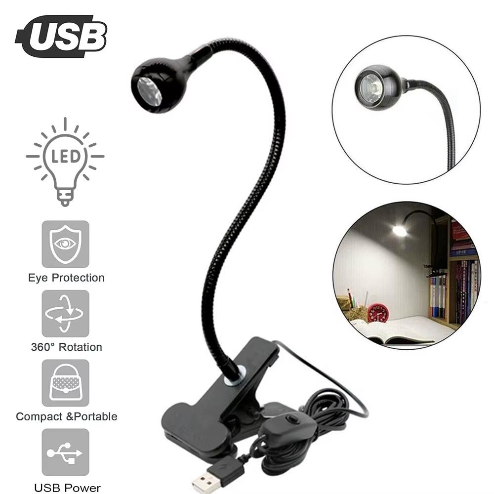 LED Reading Light with Clamp 360° Flexible Adjustable Desk Lamp Gooseneck Book Lamp Eye Protection Reading Book Night Lights