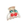 Exquisite Rhinestone Cherry Small Claw Clip for Women's Bangs and Forehead Hair.