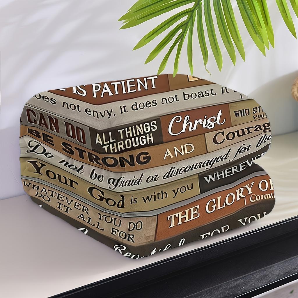 Religious Inspirational Flannel Blanket, Home Decor with Bible Verses, Soft and Heartwarming Faith Blanket, A Warm Gift of Strength and Love