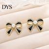 Dainty Bow Jewelry 1 Pair Sparkly Rhinestone Knot Stud Earrings for Women, Faux Pearl Sophisticated Gift Her Ribbon Earrings, Statement Cubic Zirconia