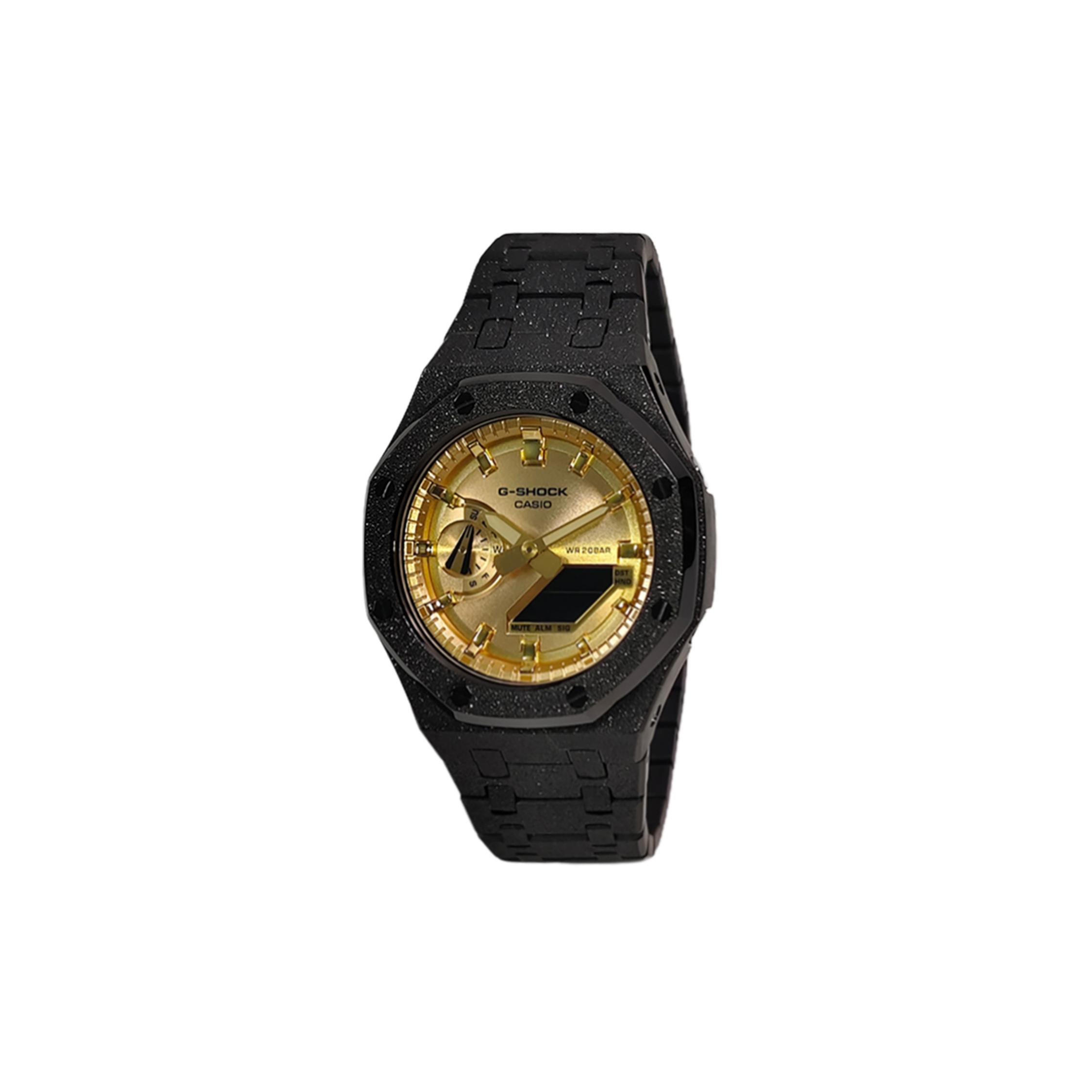 

CASIO Custom Collection GA2100 Quartz Movement Stainless Steel Strap Watch Unisex Gold Dial GA-2100GB-1A(Watch3--) Black Strap
