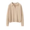 Elegant Cashmere Slim-Fit Sweater - Women's Autumn & Winter Knitwear with Small Lapel.