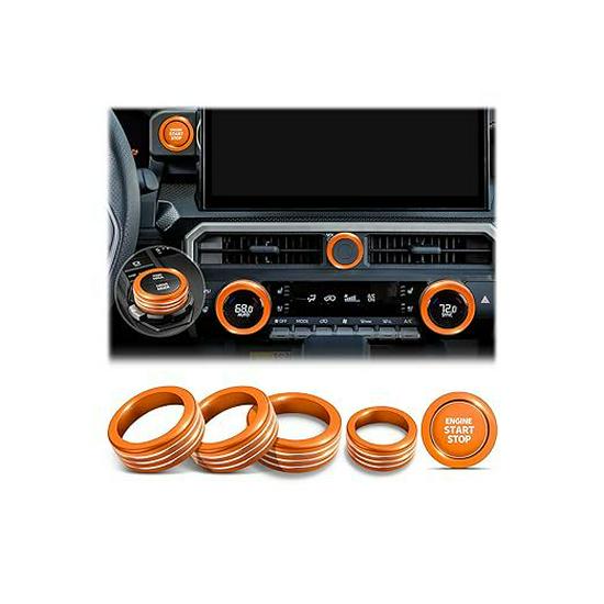 Decorative Ring Set for Toyota Tacoma ’24-'25: Fits Air Conditioning and Volume Knobs