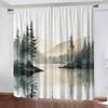 2 Stück - Vorhänge mit Aufdruck von Seelandschaftsmustern, Stangentaschenvorhänge, Heimdekoration, Raumdekoration