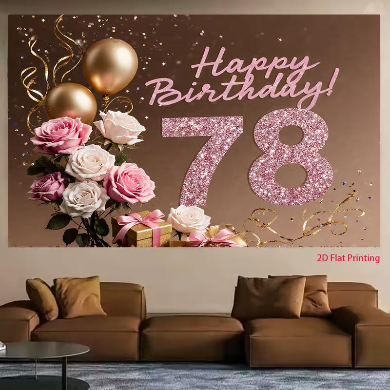 2D Feminine Backdrop for Women's 78th Birthday, Warm & Festive Celebrations