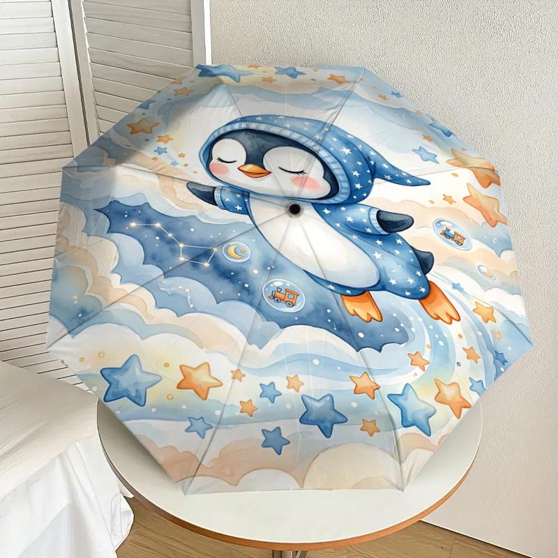1PC Penguin Umbrella-8-Rib Reinforced, Automatic Open, Lightweight & Durable, Fashion Accessory for Outdoor, H0353