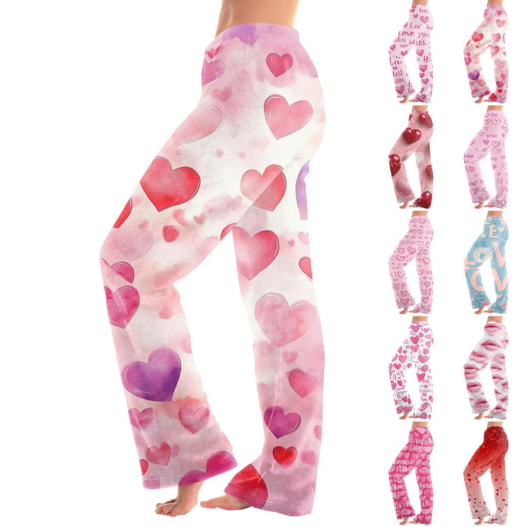 Women's Valentine's Day Printed Casual Pants Drawstring Elastic Waist Drawstring Pants