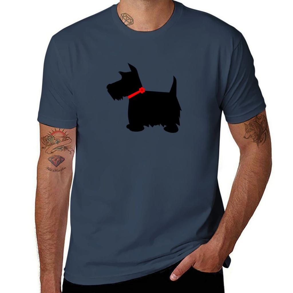 Scottish Terrier Dog Silhouette TShirt Functional Casual Short Sleeve Tee
