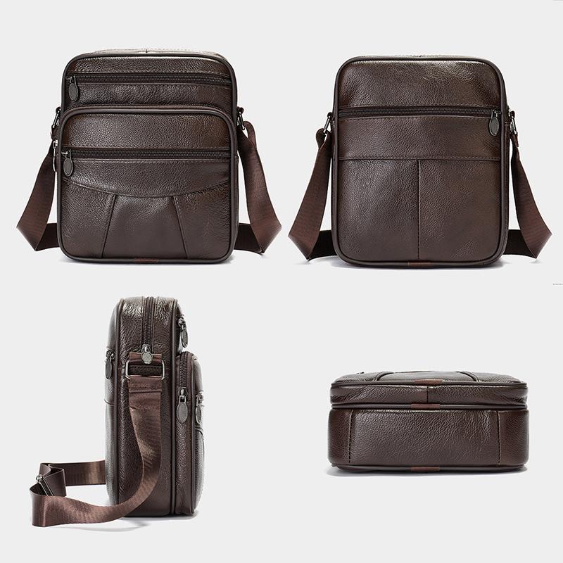 Neue vertikale Umhängetasche aus echtem Leder für Herren, lässige Umhängetasche aus vollnarbigem Leder, verstellbare Business-Umhängetasche aus Leder für Herren