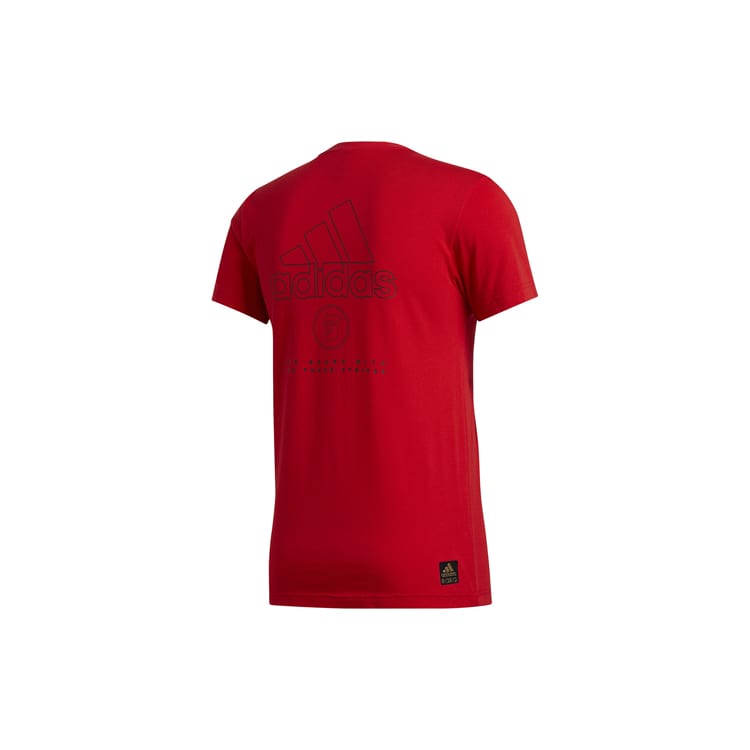 adidas T Shirts Men's Light Scarlet Crew Neck Moderate Straight Fit FU6220