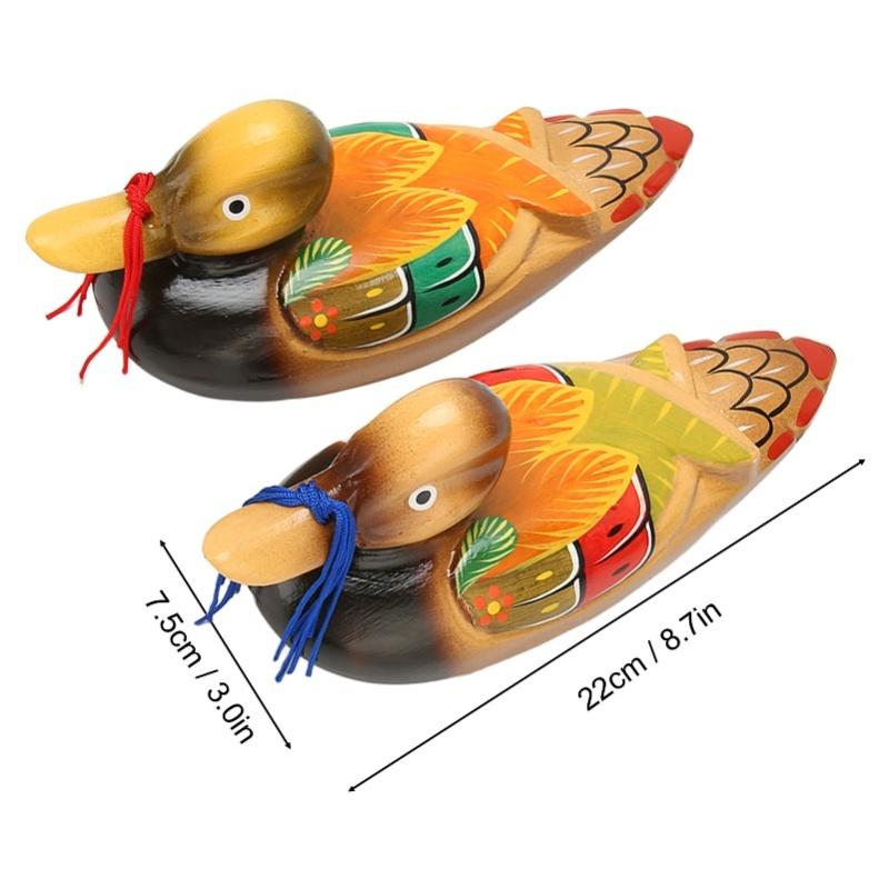 1 Pair Wooden Mandarin Duck Ornament Water Based Paint Romantic Waterproof Mandarin Duck Decor Office Desk Decor For Wedding