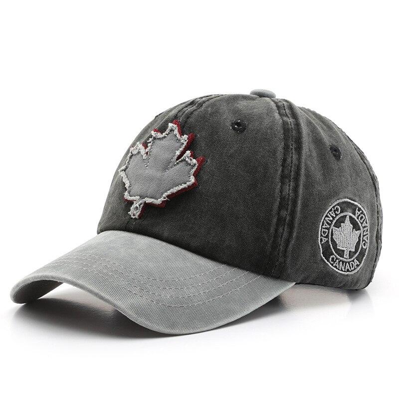 Șapcă de baseball din bumbac cu bloc de culoare veche spălată Maple Leaf, personalitate stradală, bărbați și femei, tendință la modă