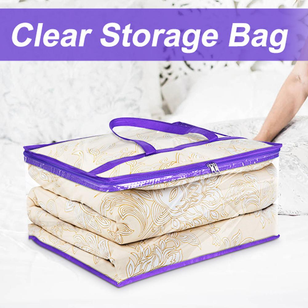Large Capacity Clear Under Bed Storage Bag Container for Clothes Sheets Quilts Waterproof Lining Smooth Zipper Reinforced Handle