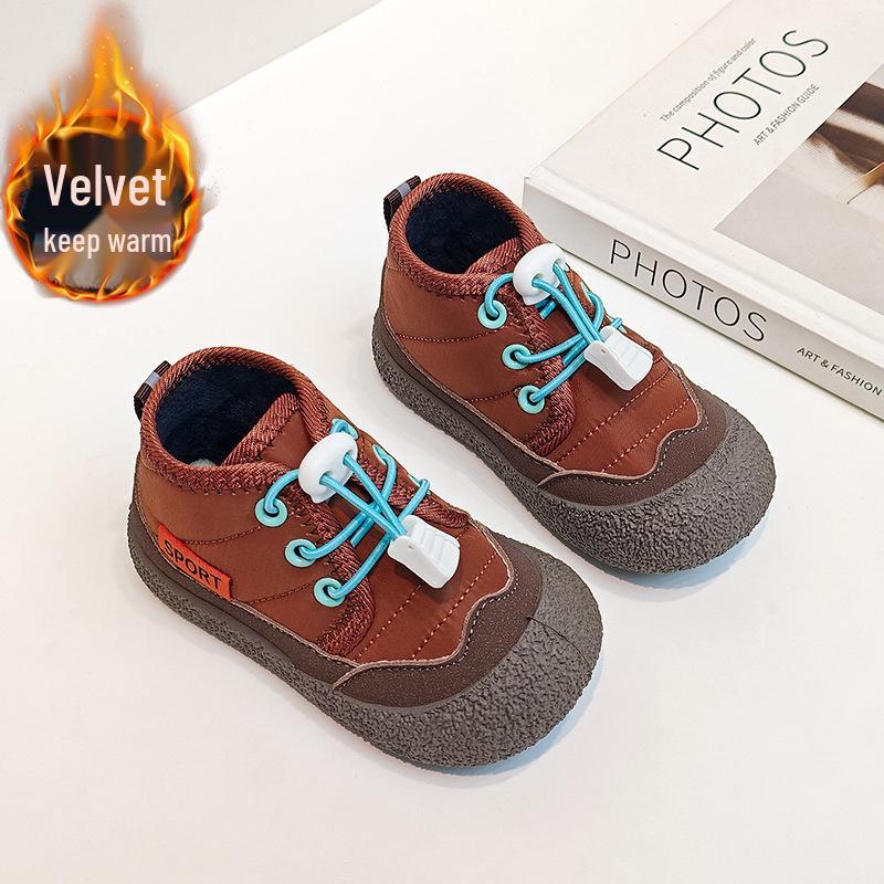 Pantofi de Bumbac Block de Culoare pentru Copii Mici Toamnă/Iarnă - Ghete Scurte Căptușite cu Lână pentru Fete și Băieți