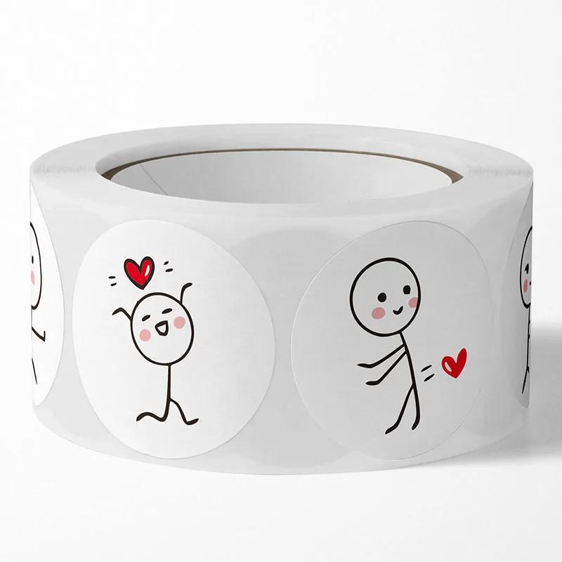 20mm/25mm Matchstick Stickers Cartoon Cute Creative Labels Round Stickers Remarks Sealing Stickers 500 Pieces