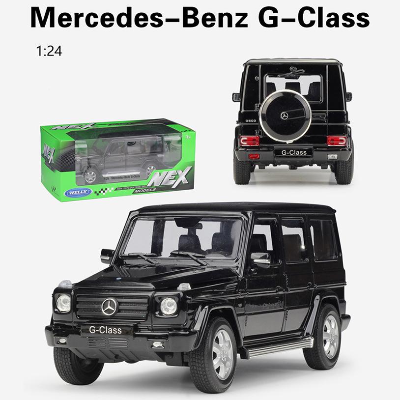Масштаб 1/24 Welly Mercedes-Benz G-Class SUV, модель автомобиля из сплава, литье под давлением, металлические игрушечные транспортные средства, модель автомобиля, коллекция высокой имитации, детские подарки 1/24-18.8x7.5x7.2cm чёрный