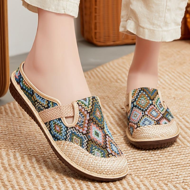 Order A Size Up Women's Casual Slip-On Flats, Breathable Fabric Upper with Rubber Sole, All-Season