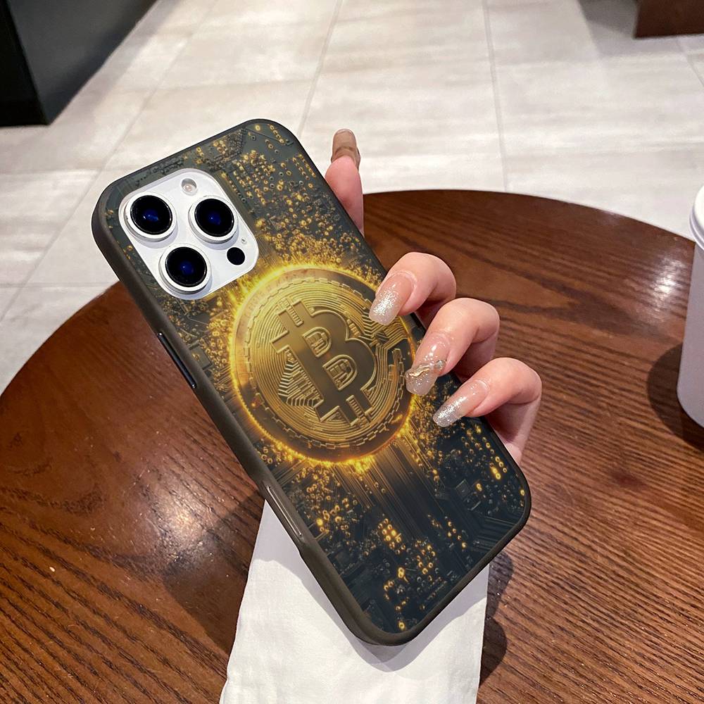 Bitcoin Retro Logo For IPhone 15 16 17 14 13 12 11 Pro Max 16E 16 Plus 17 Air Corrugated Shockproof Phone Cover