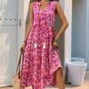 Summer Vacation Beach Sleeveless V-neck Tassel Print Dress Women Fashion Elegant A Line Casual Loose Women's Dress Vintage Slim Fit Female Dress 26646
