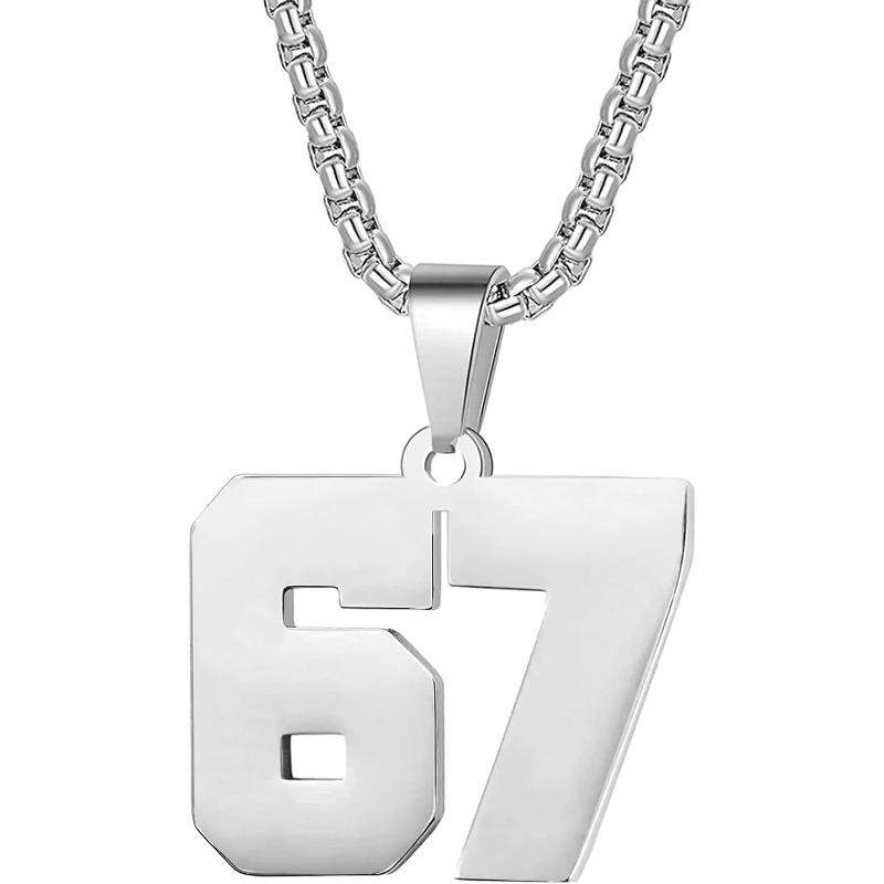 Punk Retro Style Minimalist Versatile 67 Sports Jersey Digital Pendant Casual Fashion Necklace