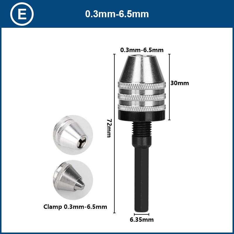 CMCP Keyless Drill Chuck 0.3-3.4/6.5/8mm Self-Tighten Electric Drill Bits Collet Fixture 1/4" Hex Shank Quick Change Converter Tire Chucks 1