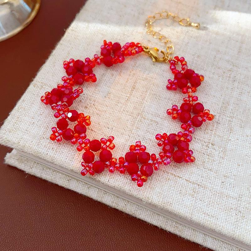 

Комплект украшений «Цветок из серебряной иглы с бриллиантами»: Серьги из бисера, колье-чокер и браслет — модный и универсальный дизайн высокого класса Bracelet