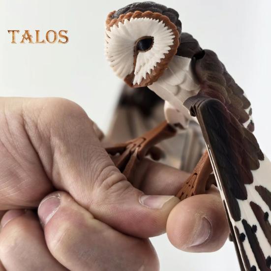 3D-gedrucktes Eulenornament, bewegliche Schleiereulenfigur, Schreibtisch-Eule, stressabbauendes Spielzeug mit flexiblen Flügeln und Körper, Geschenk für Vogelliebhaber