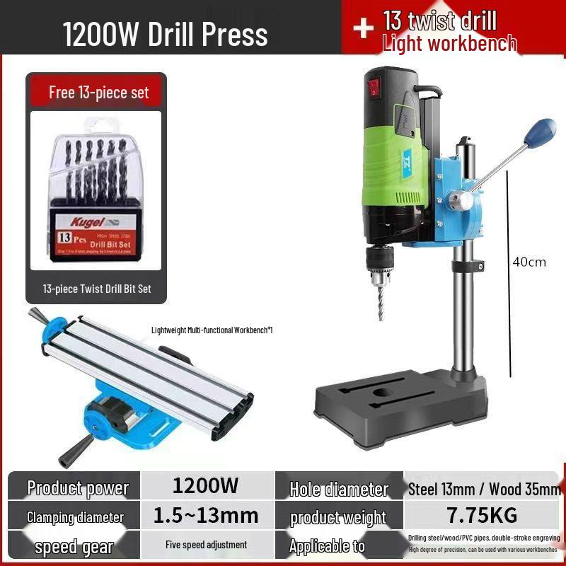 Compact 220V Precision Bench Drill Press - High Precision, Multifunctional Mini Electric Drill for Household & Industrial Use