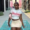 Summer new slim-fit open-navel versatile T-shirt European and American fashion printed short-sleeved top