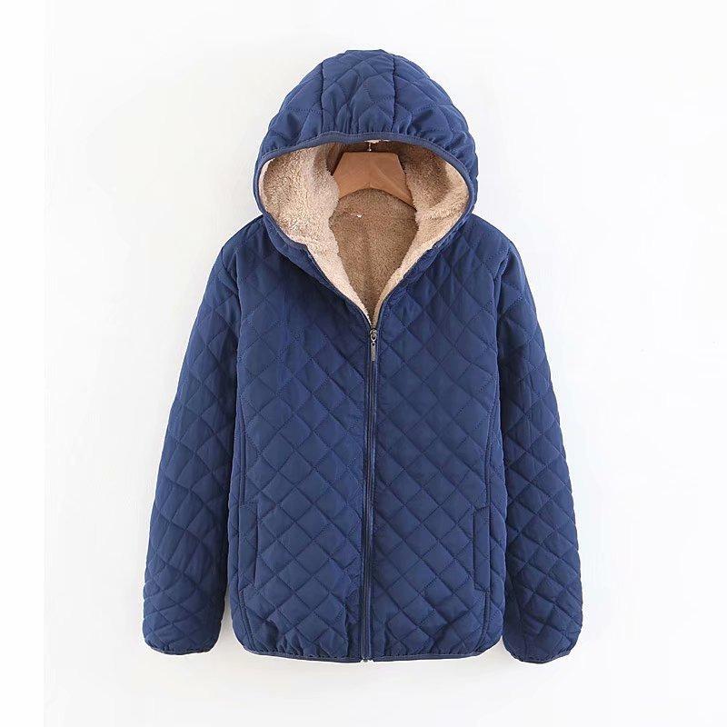 Women S Hooded Long Sleeve Thick Cotton Padded Short Coat Casual Winter