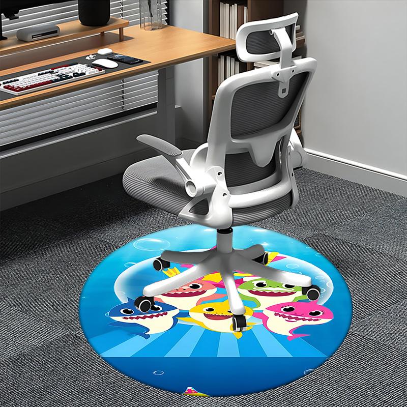 

Baby Shark Chair Mat Round Carpet for Home Decor, Office Use, Living Room, Bedroom, Gift Idea0259b 80cm by 80cm