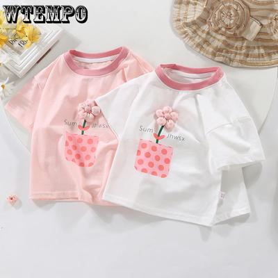Mädchen Sommer Kurzarm Casual Halbarm Weibliche Schatz Gedruckt Drei-dimensional Blume Kurzarm