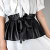 Ruffles Design PU Leather Belt Cross All Match Corset Belt Super Wide Peplum Cummerbund  Punk Style