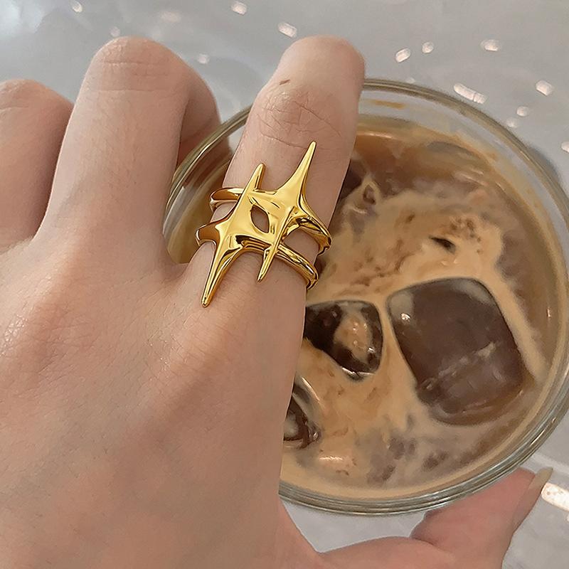 Retro Fashion Cross Star Adjustable Ring Suitable For Men And Women Hip Hop Punk Minimalist Party Jewelry Gifts