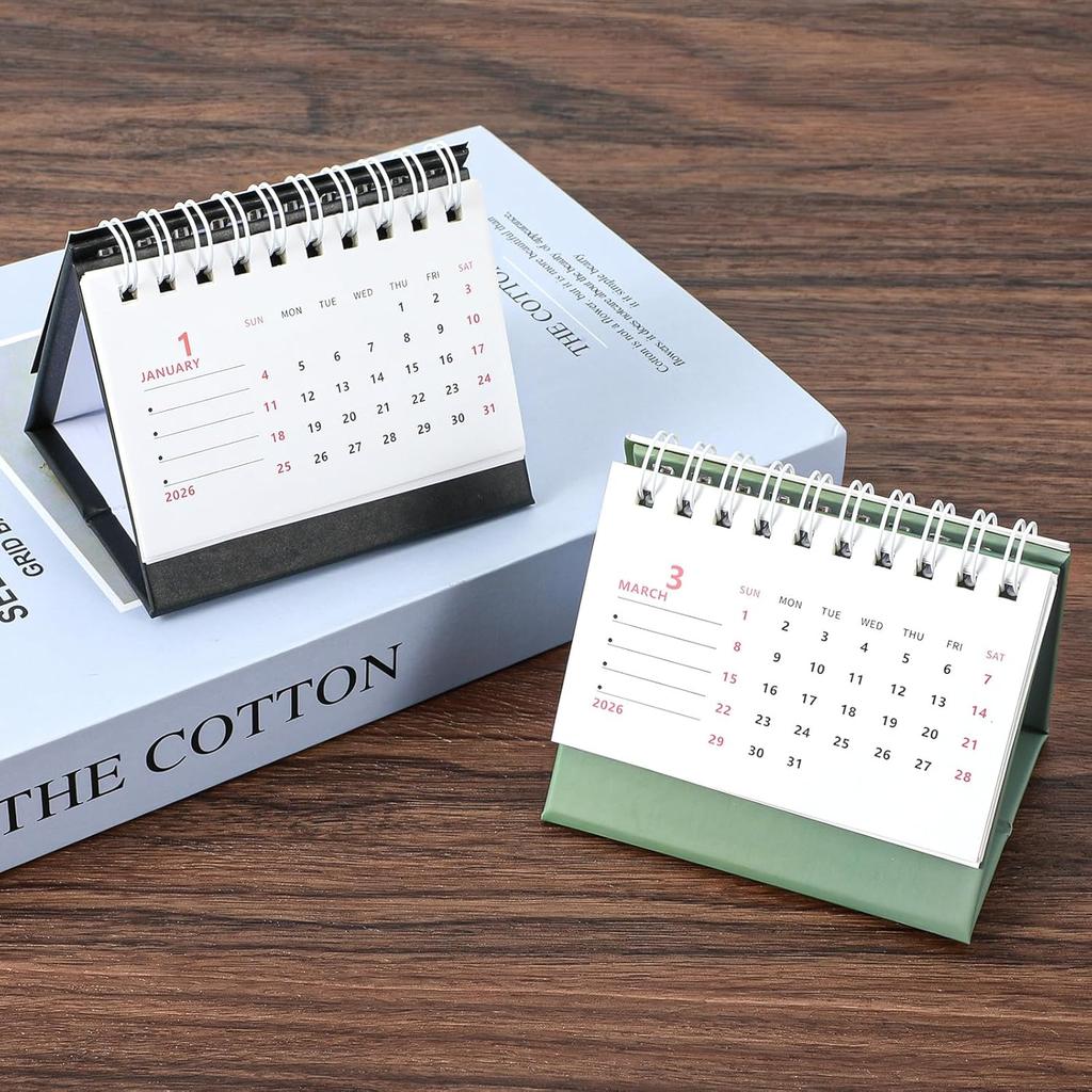 2 Pcs Small Desk Calendar 2026 Mini Desk Calendar July 2025 to Dec 2026 Standing Flip Small Desks Calendars 250 GSM Thick Paper Twin-Wire Binding for