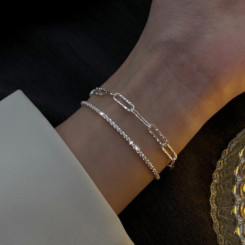 2PCS sparkling bracelet women's ins niche design light luxury high-end simple bracelet