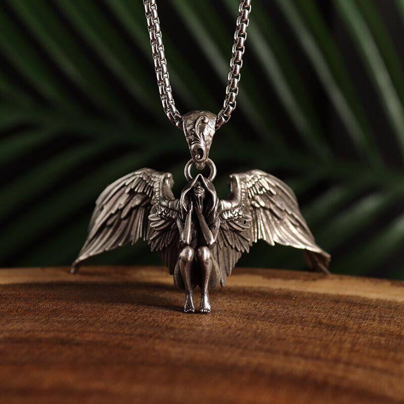 Retro G Skull Necklace Men's Dark Unique Niche Style Punk Exaggerated Death Demon Fashion Pendant