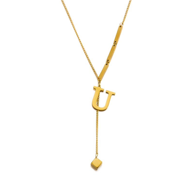 316L Edelstahl A-Z Anfangsbuchstabe Anhänger Halskette für Frauen Kette Alphabet Schlüsselbeinketten Geburtstags Schmuck Geschenk