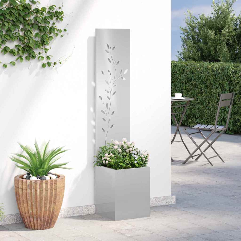 Garden Privacy Screen Canvas Silver 32 X 32 X 150 Cm Stainless Steel