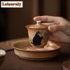 100ml Hand-painted Silver Kiln Change Gaiwan Wood-fired Porcelain Zhiye Cat Tea Tureen Tea Making Cover Bowl Tea Drinkware Gift