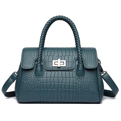 Geprägte Handtaschen für Damen Neuer Stil Modisch und Atmosphärisch Weiches Leder Geflochtenes Seil Mittelalterliche Mutter Einzelne Schulterhandtasche Umhängetasche