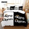 Black and White Duvet Cover Set King and Queen Bedding Set for Couple Romantic Valentine's Day Presents Polyester Duvet Cover