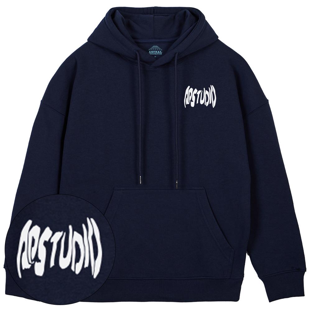Astral Projection Ap Studio Ghost Lettering Oversized Wide Shoulder Hoodie_Navy Xxl