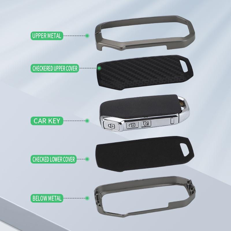 7 Buttons Zinc Alloy + Leather Car Key Case Cover For Kia  Sportage  Niro Hybrid  Sorento Mq4  Ev6 Gt-Line K8 V6