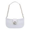 Carmen Letter LOGO Crocodile Embossed Solid Color Cow Leather Armpit Bag Chain Bag Shoulder Bag Women's White