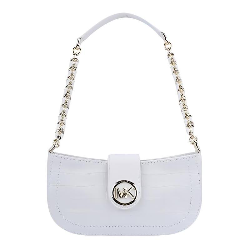 MICHAEL KORS Carmen letter LOGO crocodile embossed solid color cow leather armpit bag chain bag shoulder bag women s white белый