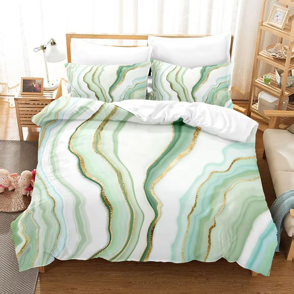 Luxury Colored Marble Bedding Set Romantic Velvety Wightness Minimalist Duvet Cover Set Twin Queen King Size for Birthday Gift