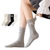 Knitted Long Stockings Bow Lolita Style Socks Kawaii Lace Leg Warmers  Autumn Winter Season